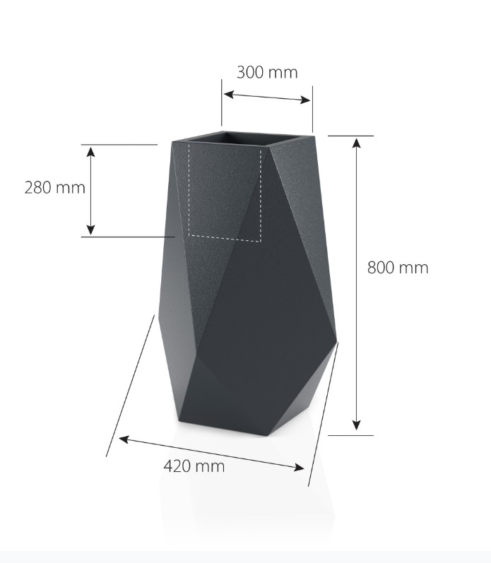 Donica Led Volcano Light wymiary